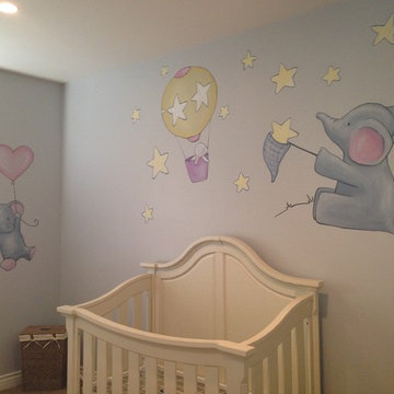 Elephant and Bunny Nursery Mural