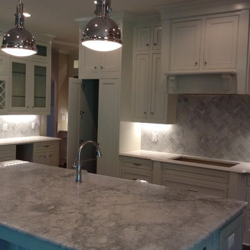 Kitchen Island with Super White Quartzite Top
