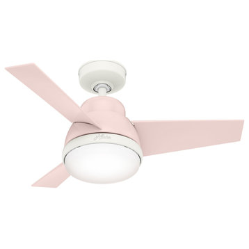 Hunter 36" Valda Ceiling Fan, Blush Pink With LED Light and Handheld Remote