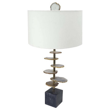 Agate 1 Light Table Lamp, Gray and Black With White