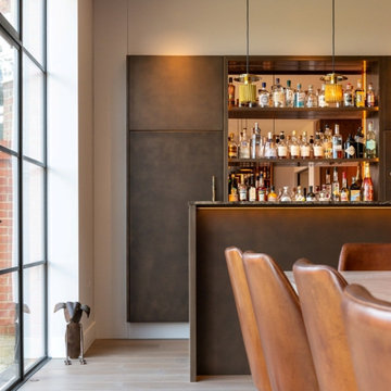 Walnut, Spray Painted and Liquid Metal Kitchen, Chiselhurst, Kent