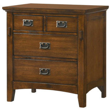 4-Drawer Distressed Warm Chestnut with Satin Gloss Nightstand 30 in. H x 30...