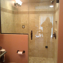 Framless Return Shower Doors with Knee Walls - Shower Doors