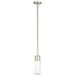 Livex Lighting - Weston 1-Light Mini Pendant, Polished Nickel - This stunning design features a polished nickel finish studded with hand blown satin opal white glass. This sleek design will brighten up counters, dining areas, and more.