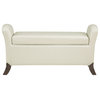 Coborn Storage Bench, Cream Faux Leather With Gray Legs