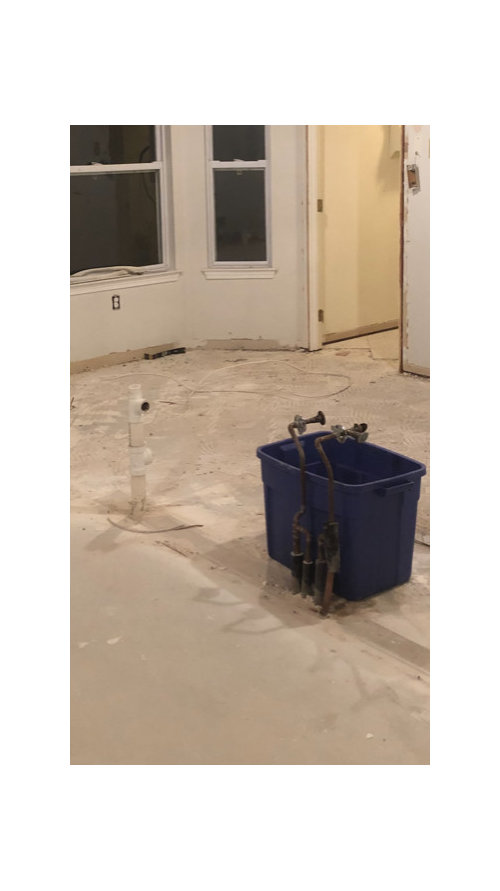 Island Layout with plumbing on concrete slab