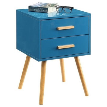 Convenience Concepts Oslo 2 Drawer End Table in Blue Wood Fiinsh