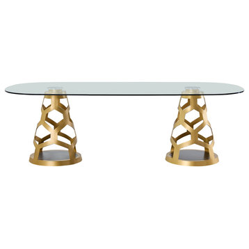 DAVEE Dining Table, Clear Glass Top