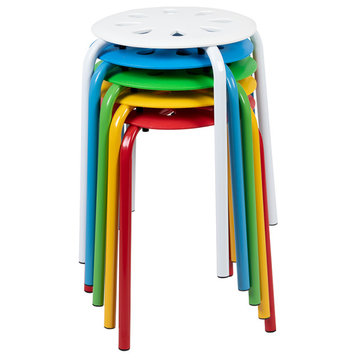 Plastic Nesting Stack Stools, 17.5"Height (5 Pack), Assorted