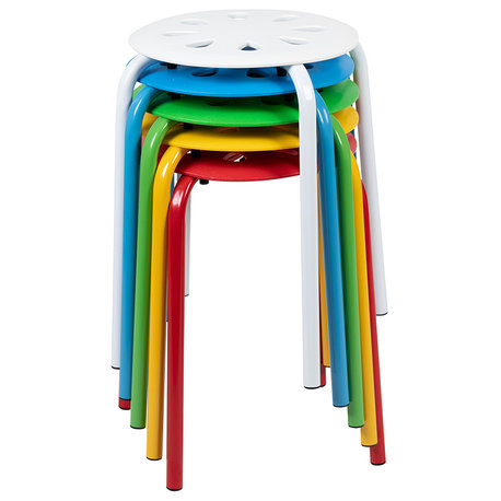 Plastic Nesting Stack Stools, 17.5"Height (5 Pack), Assorted