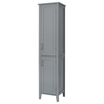 Wooden Bathroom Cabinet Linen Tower Grey