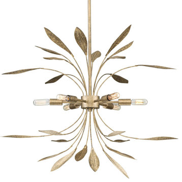 Mariposa 6 Light Pendant, Antique Gold