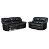Global Furniture USA 9966 3-Piece Leather Reclining Living Room Set in Black