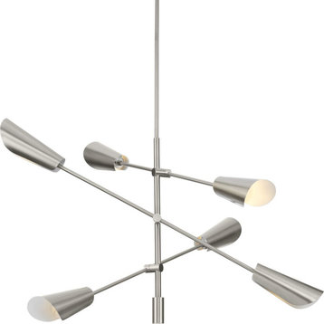 Cornett Collection 6-Light Contemporary Chandelier, Brushed Nickel