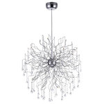 Crystal World Inc. - 35" 32-Light Chandelier, Chrome Finish - Get ready to wow your guests with the Cherry Blossom 32-Light Chandelier. Truly breathtaking, this chrome-finished lighting option features slender curling arms dripping with crystal beads. It's bound to add a rich layer of interest to your living space or high-ceiling entryway. Glam things up with this fancy light fixture.