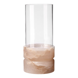 Coastal Style Clear Alabaster Charlotte Stacked Hurricane, Tall ...