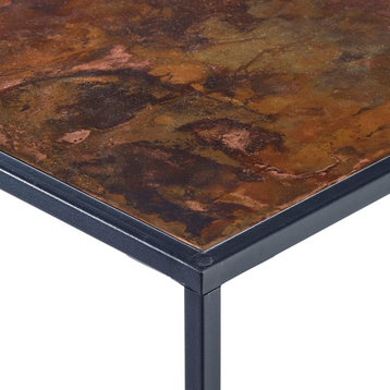 Pietra Rectangular Side Table, Copper Patina