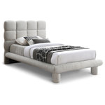 Meridian Furniture - Deco Boucle Fabric Upholstered Full Bed, Cream, Twin - Go for an eye-grabbing bedroom rehab when you add this Deco boucle fabric full bed to the mix. This bed features sumptuous rich cream boucle fabric upholstery on its headboard, rails, and feet for a wow-inducing look in your space. Deep channel biscuit tufting adds pillowy softness to your back and neck when you're propped up reading or watching TV. The neutral color makes for seamless integration of this bed with your existing furnishings.