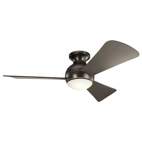 Kichler Sola 44" Sola Fan LED, Olde Bronze, Etched Cased Opal, Brown