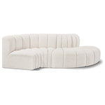 Meridian Furniture - Arc Boucle Fabric Upholstered 4-Pc. S-Shaped Modular Sectional, Cream - Give your living room or den the perfect blend of style and versatility with this Arc boucle fabric curved modular Sectional. Part of the Arc modular furniture collection, this Sectional comes upholstered in rich cream boucle fabric and features deep channel tufting that adds a touch of luxury while enhancing comfort and support. A seamless combination of form and function, this chair can be used with other Arc pieces to create a myriad of configurations in your well-curated room.