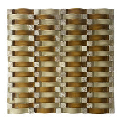 GBM Manufacturing - Wave 12 in x 12.4 in Glass & Stone 3D Mosaic in Sabbia - Mosaic Tile