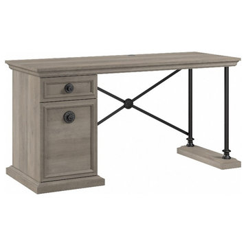 Bowery Hill 60W Designer Desk with Storage in Driftwood Gray - Engineered Wood