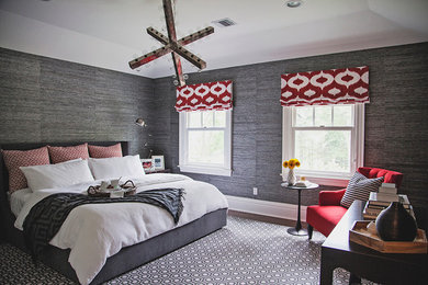 Example of a transitional bedroom design in New York