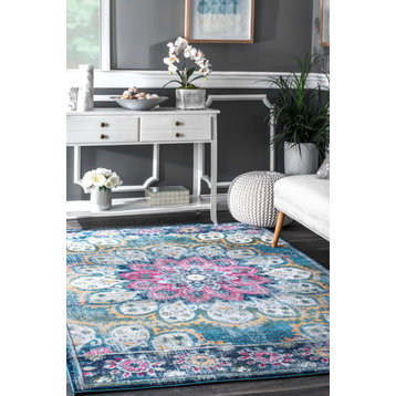 nuLOOM Withered Bloom In Bouquet Area Rug, Turquoise, 6'7"x9'