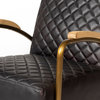Horace I Black Diamond Patterned Genuine Leather w/ Gold Iron Frame Accent Chair