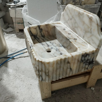 Calacatta Gold Marble Sink with Elegant Natural Veining