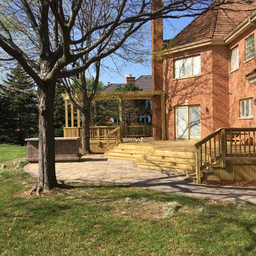 Combined Wood Deck with Belgard Paver Patio and Pergola in Long Grove, IL