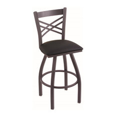 Holland Bar Stool Company - 820 Catalina 25" Counter Stool, Pewter Finish, Black Vinyl Seat - Bar Stools and Counter Stools