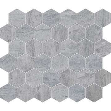 12"x12" Haisa Blue Honed Hexagon Modern Mosaic
