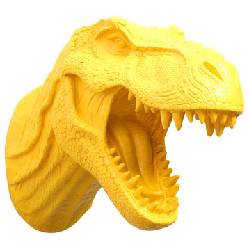 Faux Resin T-Rex Head Wall Mount, Yellow