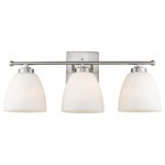 Lighting Favorites - 3 Light Modern Vanity Bath Light in Satin Nickel - Finished with a sophisticated and modern satin nickel finish that's sure to catch your eye, this three-light vanity bathroom fixture boasts a 5 inch square back plate that allows it to be installed facing up or down, for a customized illumination with a pop of vintage, modern style.  This vanity fixture uses 3 - 60 watt medium based bulbs (not included), and is LED compatible.