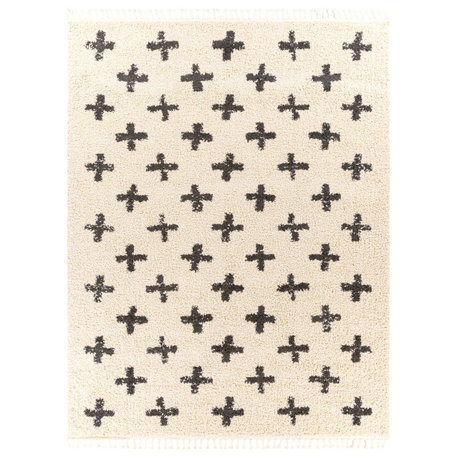 Hauteloom Alstead Area Rug, Charcoal/Beige, 6'7"x9'