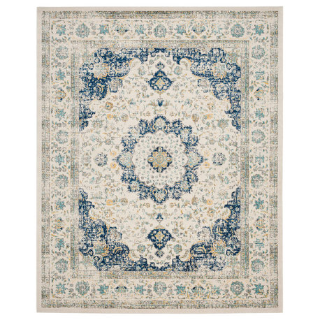 Safavieh Couture Evoke Collection EVK220 Rug, Ivory/Blue, 9'x12'