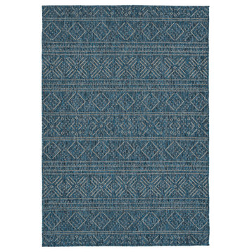 Kaleen Bacalar Collection Indoor Outdoor Polypropylene Area Rug, Blue, 4'x6'