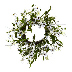 Shea's Wildflower - 24" Shasta Daisy Wreath - Wreaths And Garlands