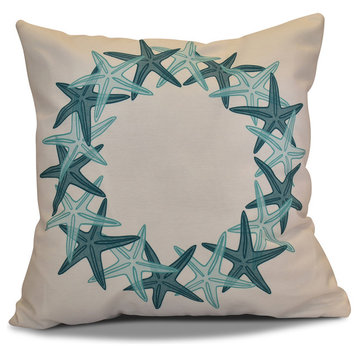 Decorative Holiday Pillow Geometric Print, Teal, 16"x16"