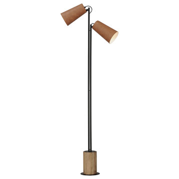 Scout 2-Light Floor Lamp, Weathered Wood / Tan Leather