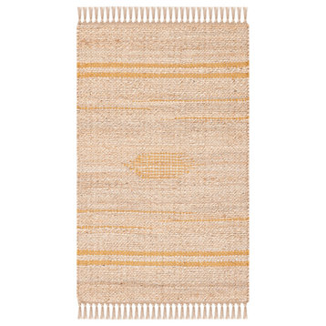 Safavieh Natural Fiber Nf121D Striped Rug, Gold and Natural, 7'0"x7'0" Square