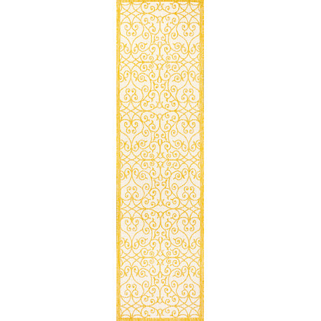 Madrid Vintage Filigree Textured Weave Indoor/Outdoor, Cream/Yellow, 2 X 10