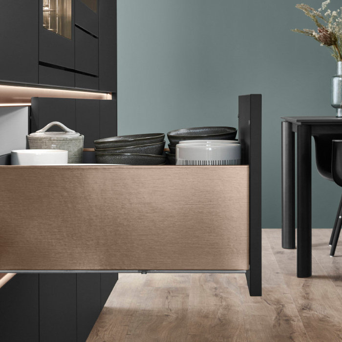 Nobilia's new nBOX drawer system in bronze