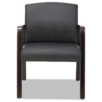 Alera Reception Lounge Series Guest Chair, Espresso/Black Leather
