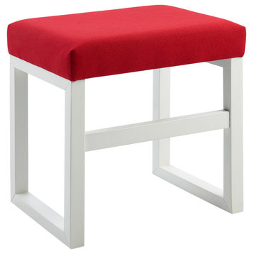 Versanora Kids Wooden Vanity Stool Padded Chair White VNF-00034