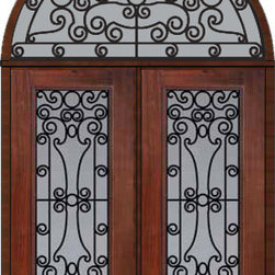 Prehung Transom Double Door 80 Fiberglass Genoa Full Lite GBG Glass - Front Doors