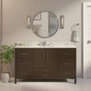California 60" Bathroom Vanity, Chocolate, Carrara Marble, Single