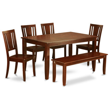 6-Piece Dining Set With Bench, Dining Table and 4 Dining Chairs and Bench