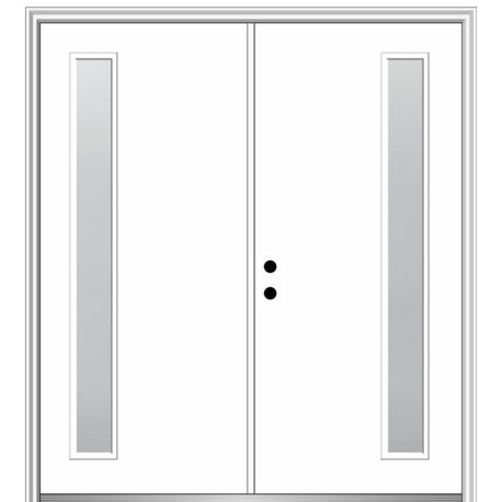 72"x80" 1 Lite Frosted Right-Hand Inswing Primed Fiberglass Door, 6-9/16"